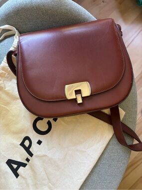 A.P.C. Saddle Crossbody Bag in Deep Brown with Gold Hardware